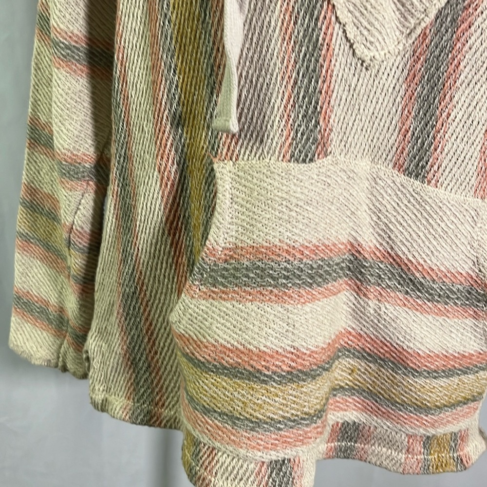🛍 6 for $35 • Rip Curl Sand Multicolor Striped My Tide Lace Up Poncho Hoodie - Picture 9 of 16